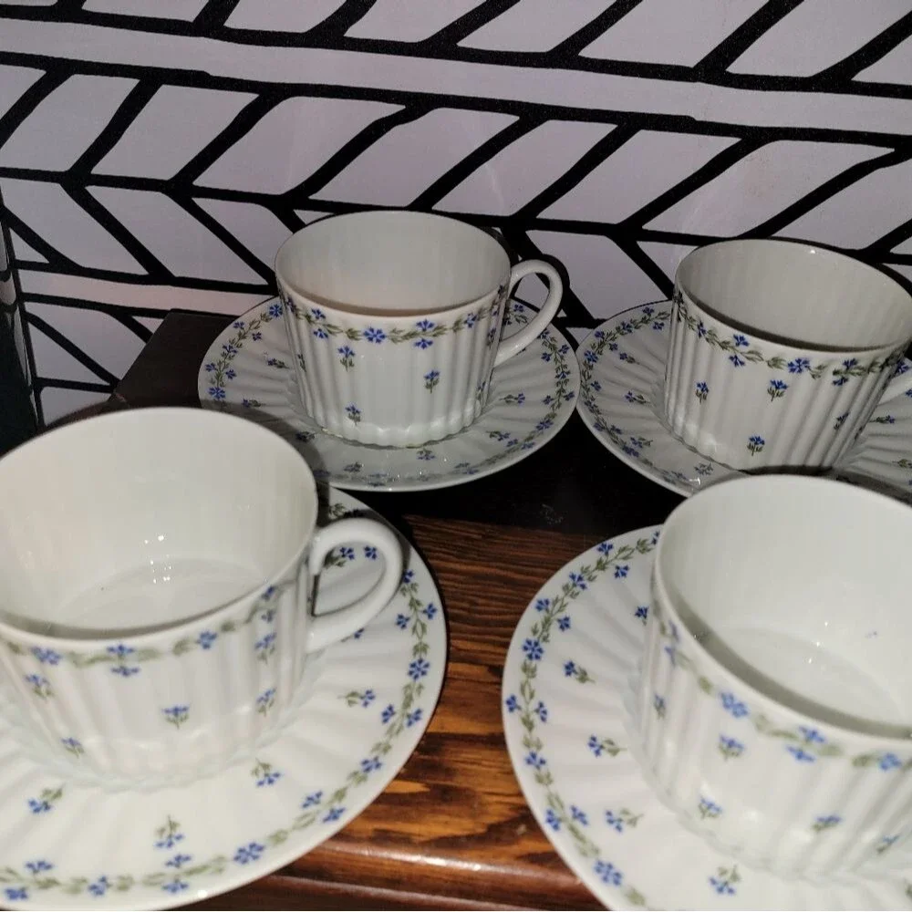 Cup Saucer SET of 3 Vintage GDA LIMOGES, France Bone China Dainty Fine